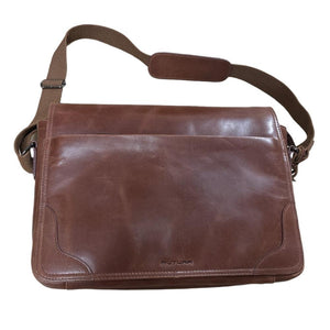 Futura Laptop Messenger Sling Bag Travel Computer Business Genuine Leather Brown