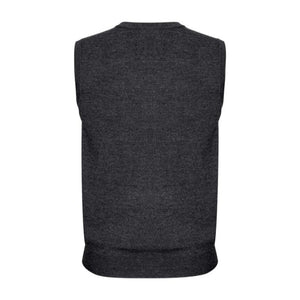 Mens Wool Blend V Neck Vest Sleeveless Double Knit Charcoal X Small