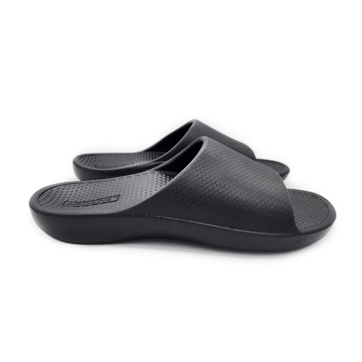 Archline Rebound Orthotic Slides Flip Flop Thongs Slip On Support Black