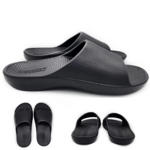 Archline Rebound Orthotic Slides Flip Flop Thongs Slip On Support Black
