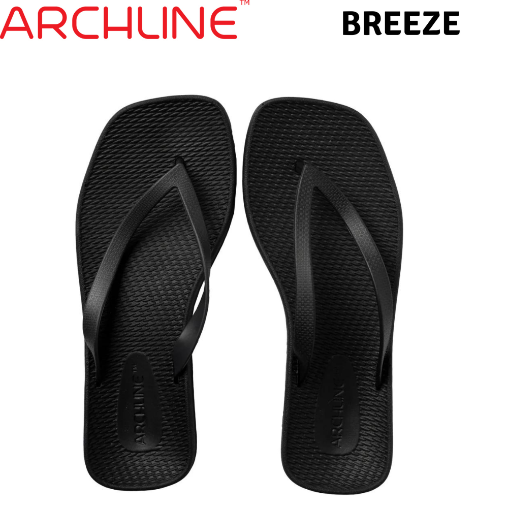 Archline Breeze Support Orthotic Thongs Flip Flops Black 36 Eur (Womens 5Us)