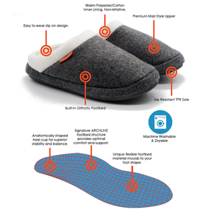 Archline Orthotic Slippers On Scuffs Orthopedic Moccasins Grey Marle