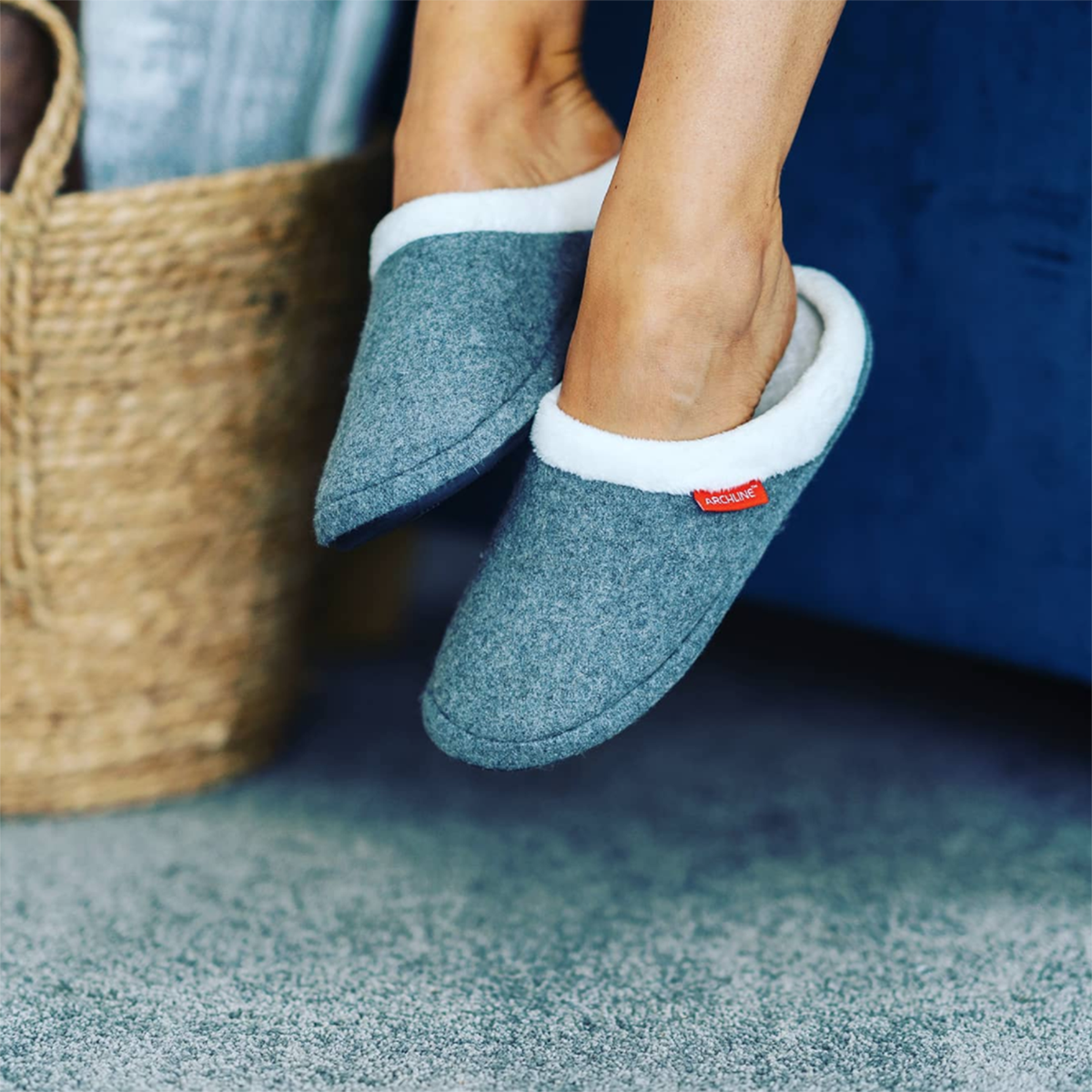 Archline Orthotic Slippers On Scuffs Orthopedic Moccasins Grey Marle