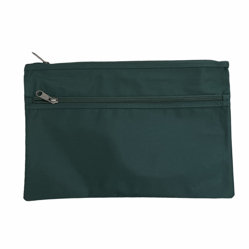 Leuts Twin Zip Jumbo Pencil Case Travel Bag Pouch Storage School Office Bottle Green