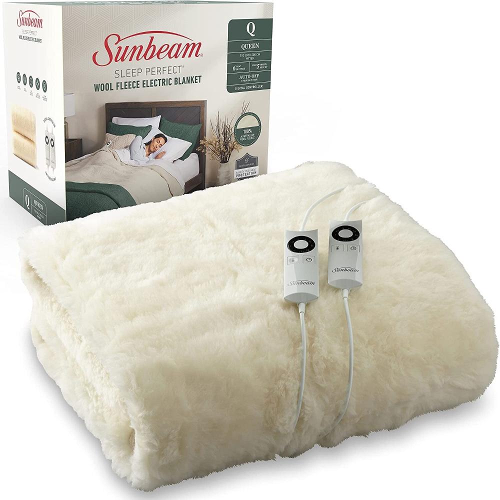 Sunbeam Sleep Perfect Wool Fleece Heated Soft Washable Blanket King