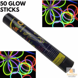 50 Glow Sticks Party Light In The Dark Rave Necklace Disco Bulk