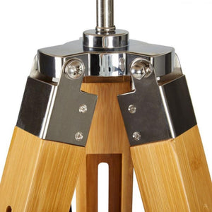 Large Tripod Floor Lamp Linen Shade Modern Light Bamboo Vintage Wooden Retro