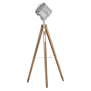 Nautical Tripod Floor Lamp Search Light Modern Chrome Head With Mesh