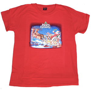 Br Apparel 100% Cotton Adult Christmas T Shirt Xmas Top Santa Red White Party Costume