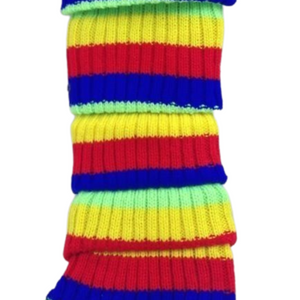 Pair Of Womens Leg Warmers Disco Winter Knit Dance Party Crochet Legging Socks Costume Rainbow