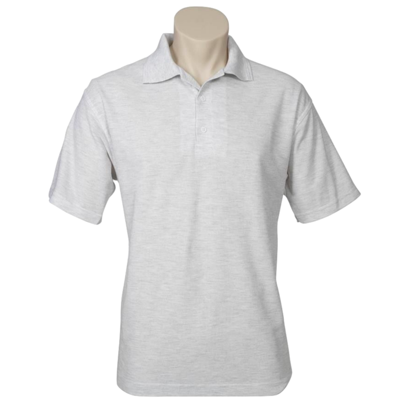 Mens Polo Top Shirt Plain Casual Short Sleeve Pique Knit Basic Upf Rated Snow Marle (Grey)