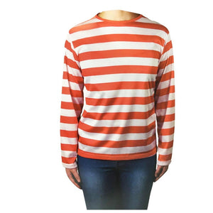 Kids Red And White Striped Top Wheres Wally Wenda Waldo Shirt Costume Party Book Week Large (10 12 Years Old)