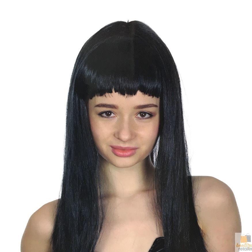 Long Wig Straight Party Hair Costume Fringe Cosplay Fancy Dress 70Cm Womens Black (22450)