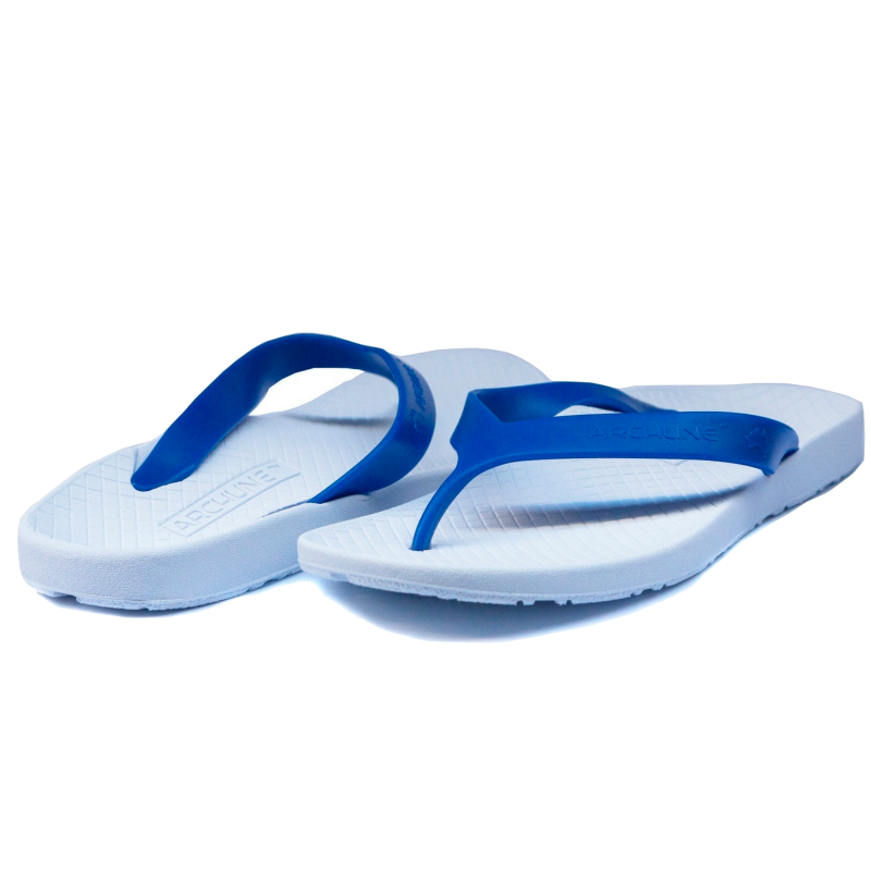 Archline Flip Flops Orthotic Thongs Support Shoes Footwear White/Blue