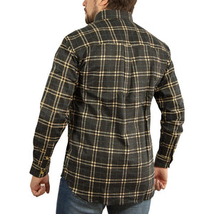 Mens Long Sleeve Flannelette Shirt 100% Cotton Black Check