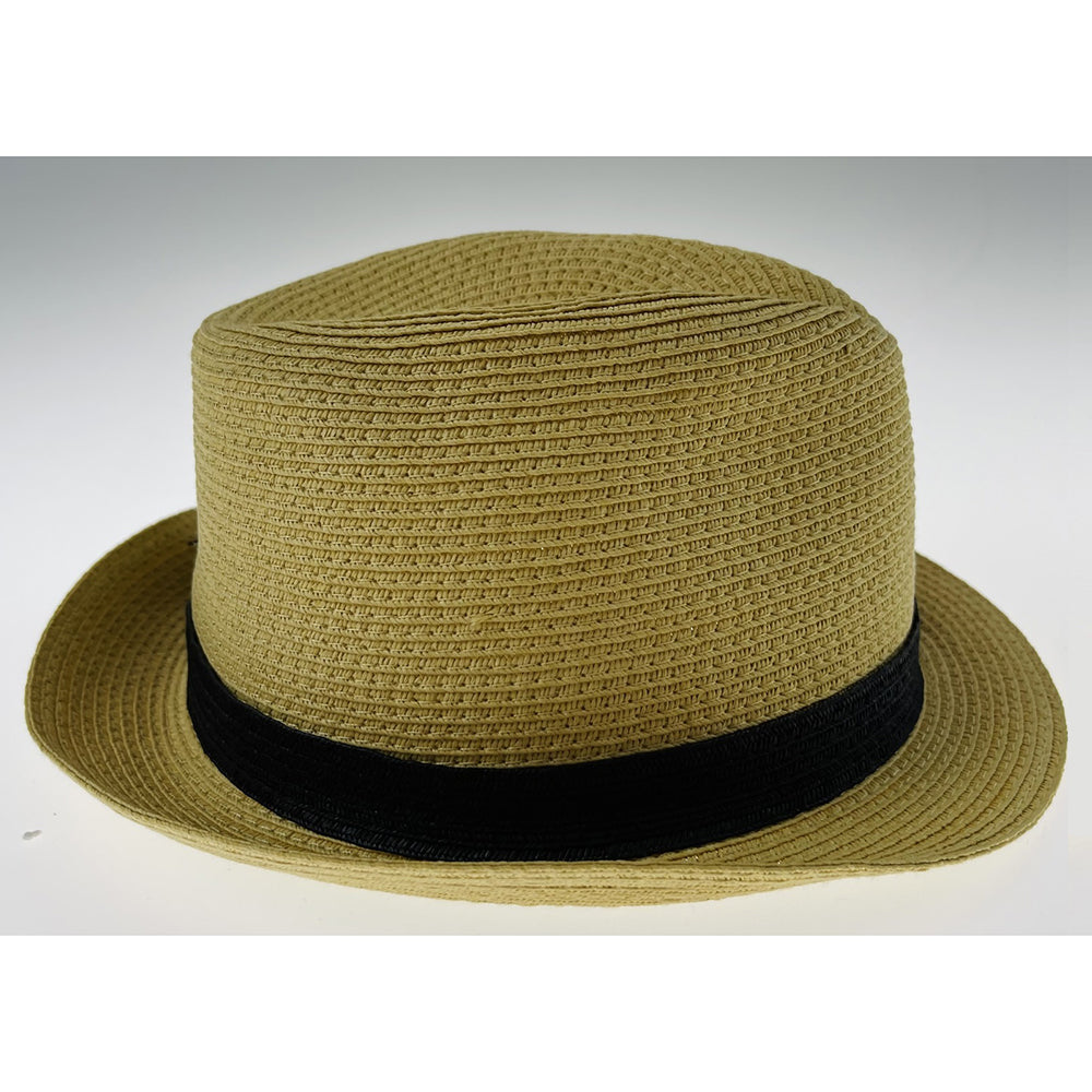 Dents Toyo Straw Trilby Fedora Hat Summer Small Brim Natural/Black S/M