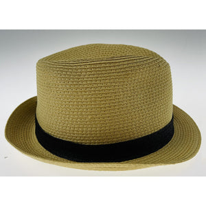 Dents Toyo Straw Trilby Fedora Hat Summer Small Brim Natural/Black S/M