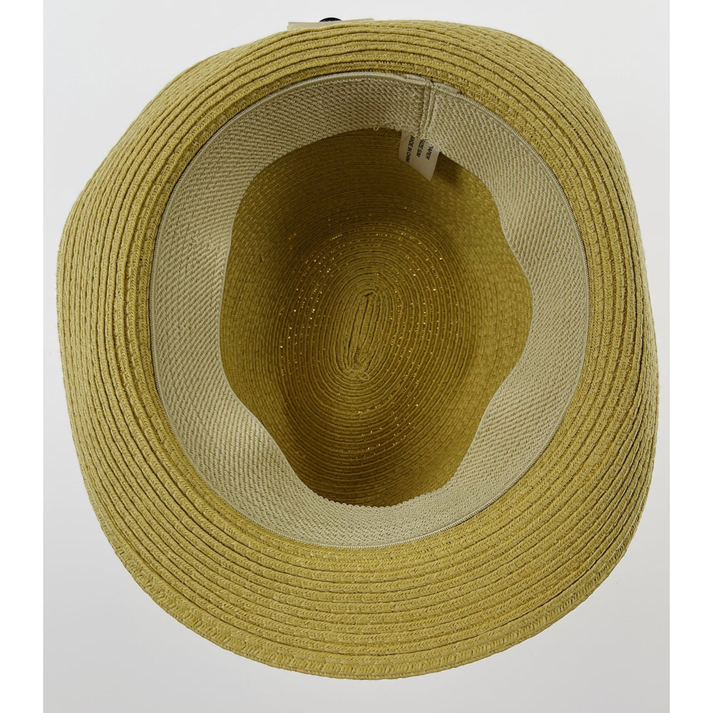 Dents Toyo Straw Trilby Fedora Hat Summer Small Brim Natural/Black S/M
