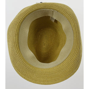 Dents Toyo Straw Trilby Fedora Hat Summer Small Brim Natural/Black S/M