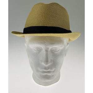 Dents Toyo Straw Trilby Fedora Hat Summer Small Brim Natural/Black S/M