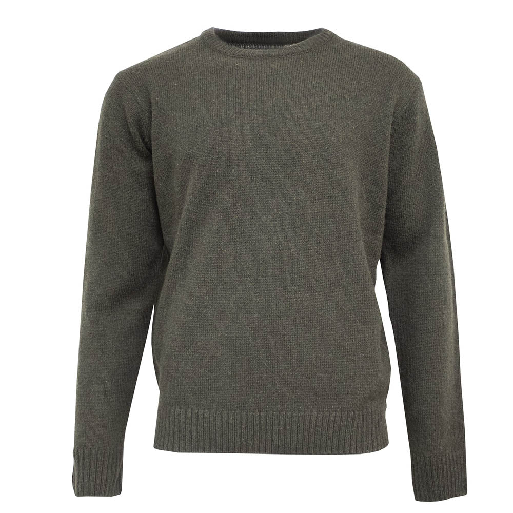 Jacksmith Mens Shetland Wool Crew Round Neck Knit Jumper Pullover Sweater Knitted Olive