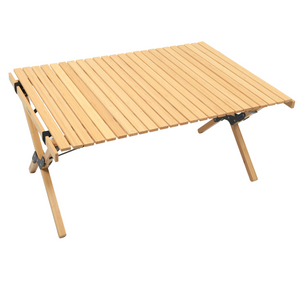 Folding Camping Table Bamboo Roll Up Portable Outdoor Picnic Bbq Desk Beach