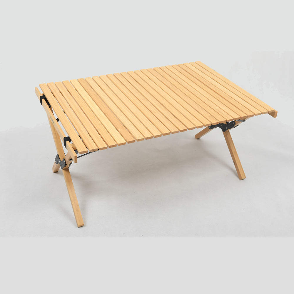 Folding Camping Table Bamboo Roll Up Portable Outdoor Picnic Bbq Desk Beach