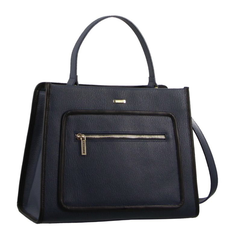 Morrissey Ladies Italian Structured Leather Tote Bag Handbag Womens Navy