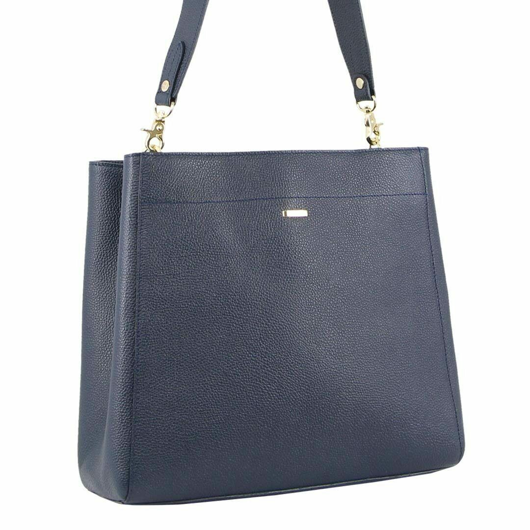 Morrissey Ladies Italian Structured Leather Cross Body Handbag Bag Womens Navy