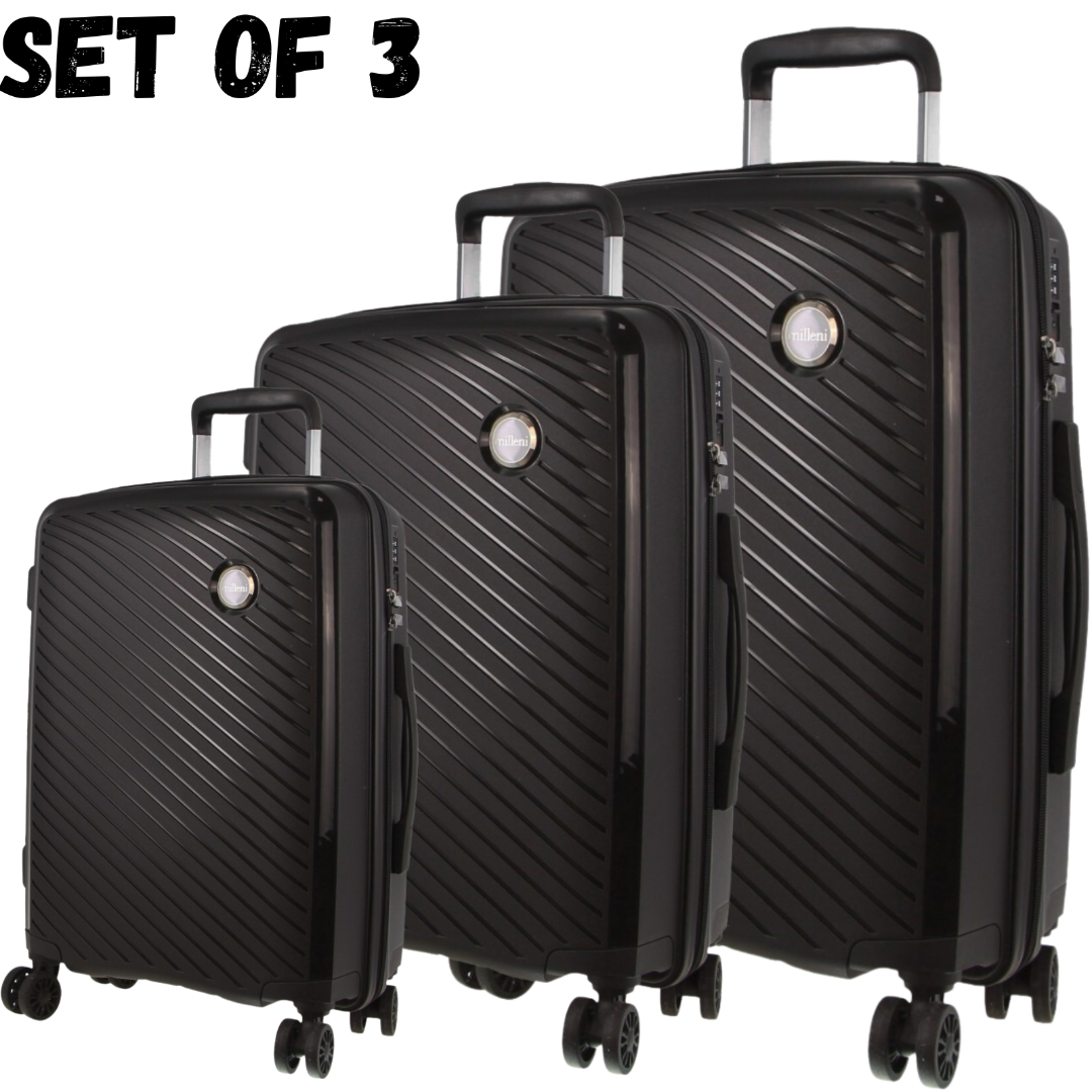 Pierre Cardin Inspired Milleni Hardshell 3 Piece Luggage Bag Set Travel Suitcase
