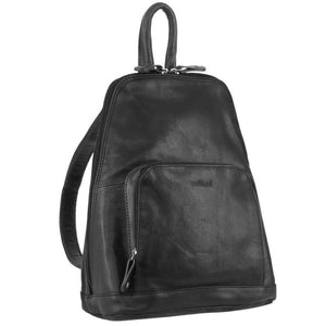 Milleni Womens Twin Zip Backpack Nappa Italian Leather Travel Bag Black