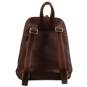 Milleni Womens Bag Italian Leather Soft Nappa Backpack Travel Chestnut