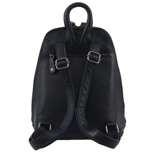 Milleni Womens Twin Zip Backpack Nappa Italian Leather Travel Bag Navy