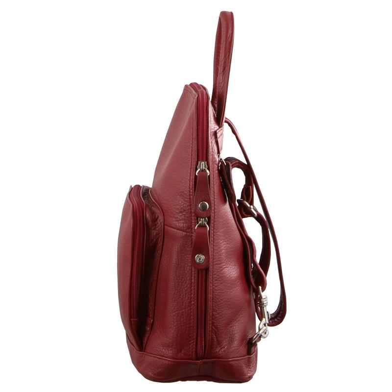 Milleni Womens Twin Zip Backpack Nappa Italian Leather Bag Travel Red