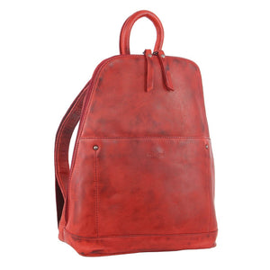 Milleni Genuine Italian Leather Soft Backpack Travel Bag Red