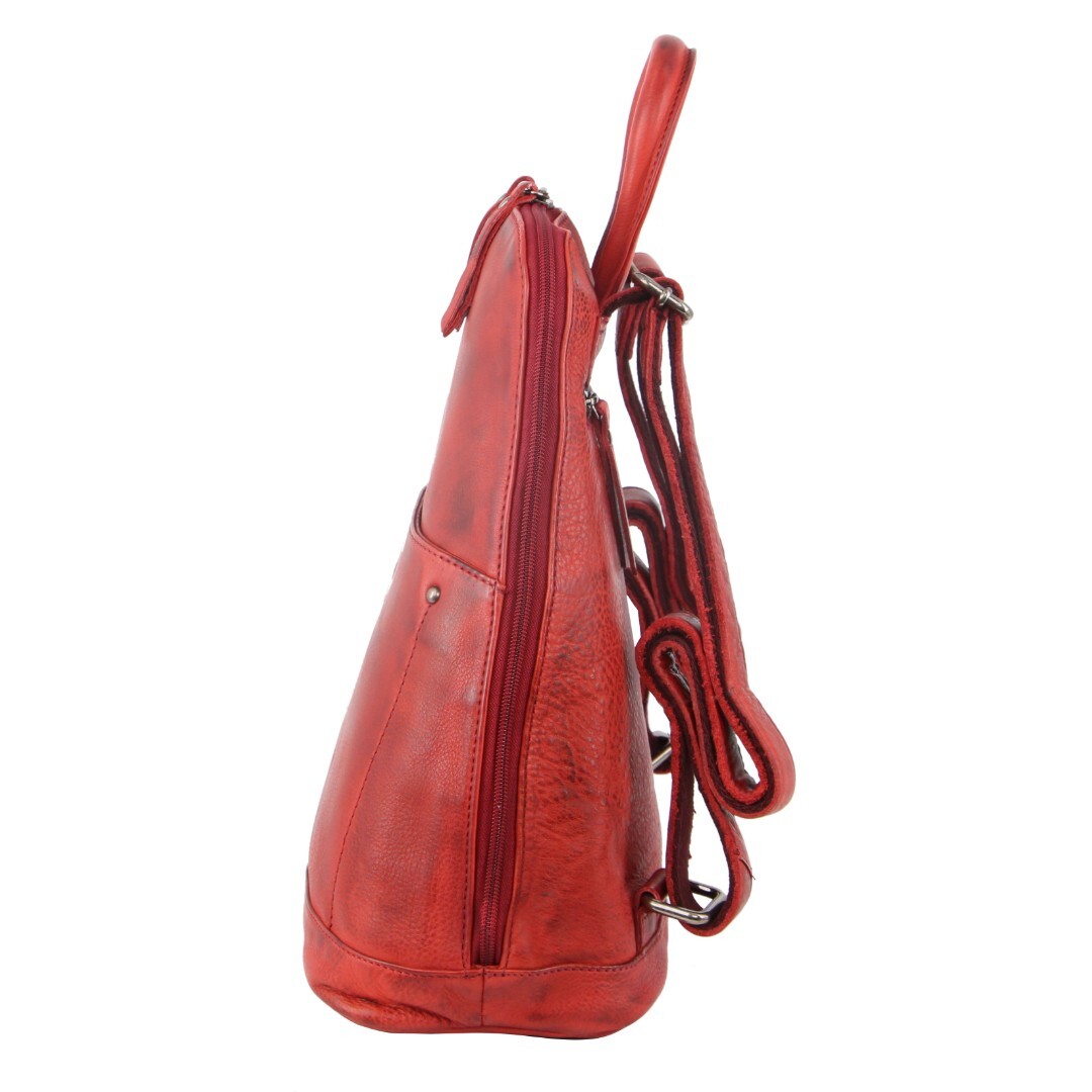 Milleni Genuine Italian Leather Soft Backpack Travel Bag Red