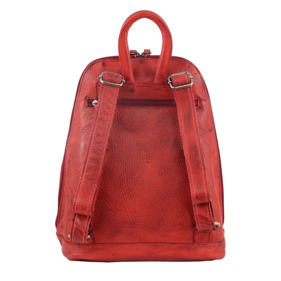 Milleni Genuine Italian Leather Soft Backpack Travel Bag Red