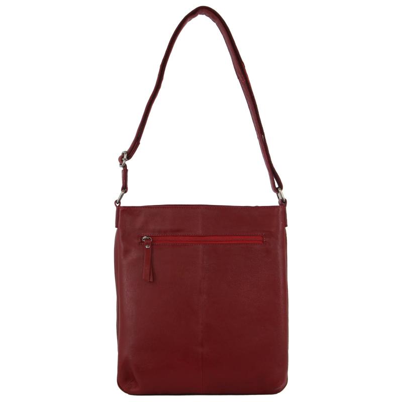 Milleni Ladies Nappa Leather Zip Closure Cross Body Bag Travel Red