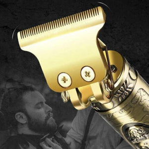 Lcd Hair Clipper Barber Professional Electric Trimmer Shaver Beard Vintage Gold