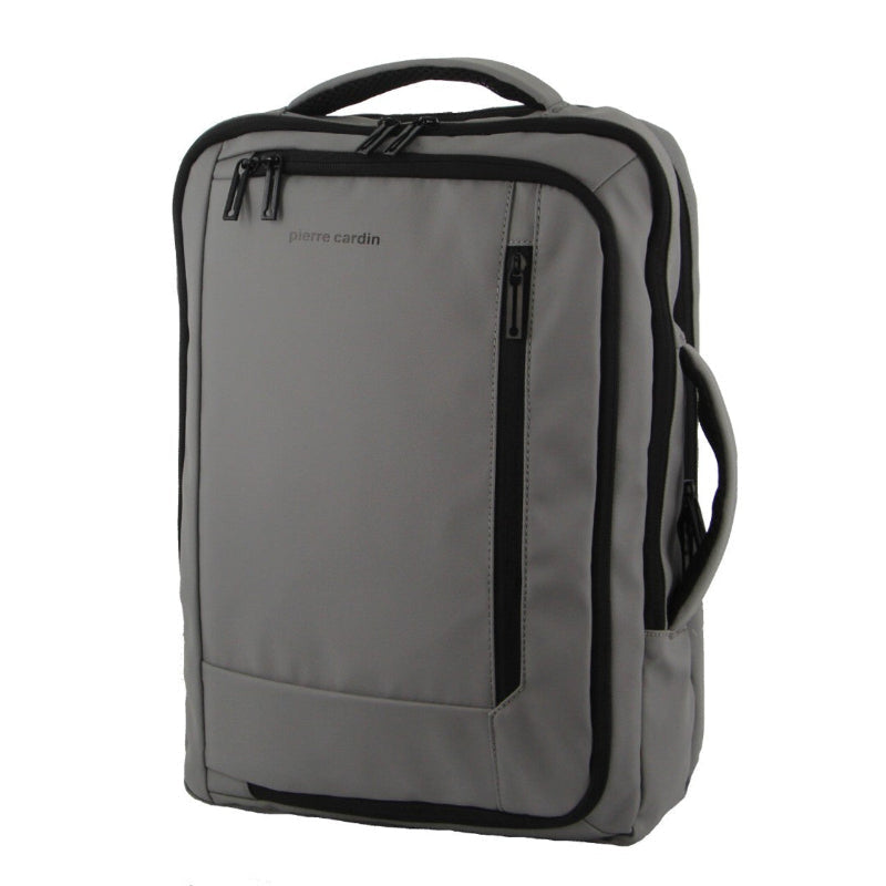 Pierre Cardin Backpack 15" Laptop Bag Briefcase Built In Usb Port Travel Grey