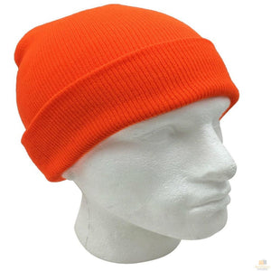 Plain Beanie Unisex Mens Womens Winter Warm Hat Ski Cap Knit One Size Fluro Orange