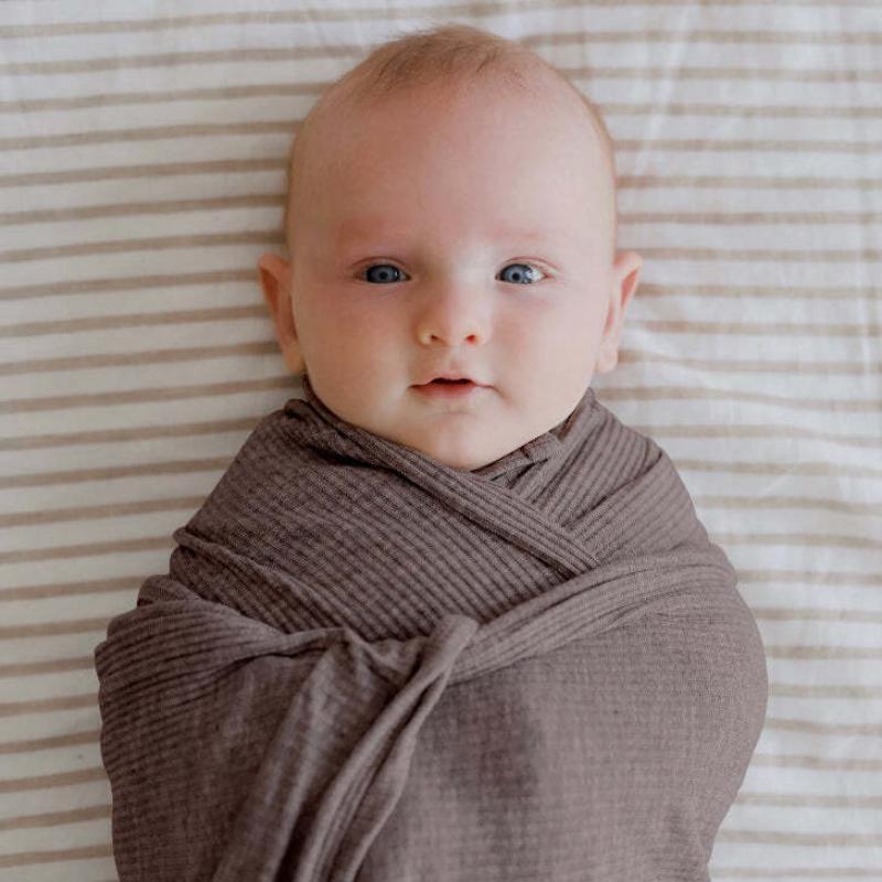 Ponchik Babies + Kids Ribbed Swaddle Jersey Wrap Carmel