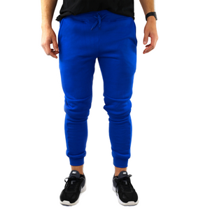 Mens Skinny Track Pants Joggers Trousers Gym Casual Sweat Cuffed Slim Trackies Fleece Royal Blue