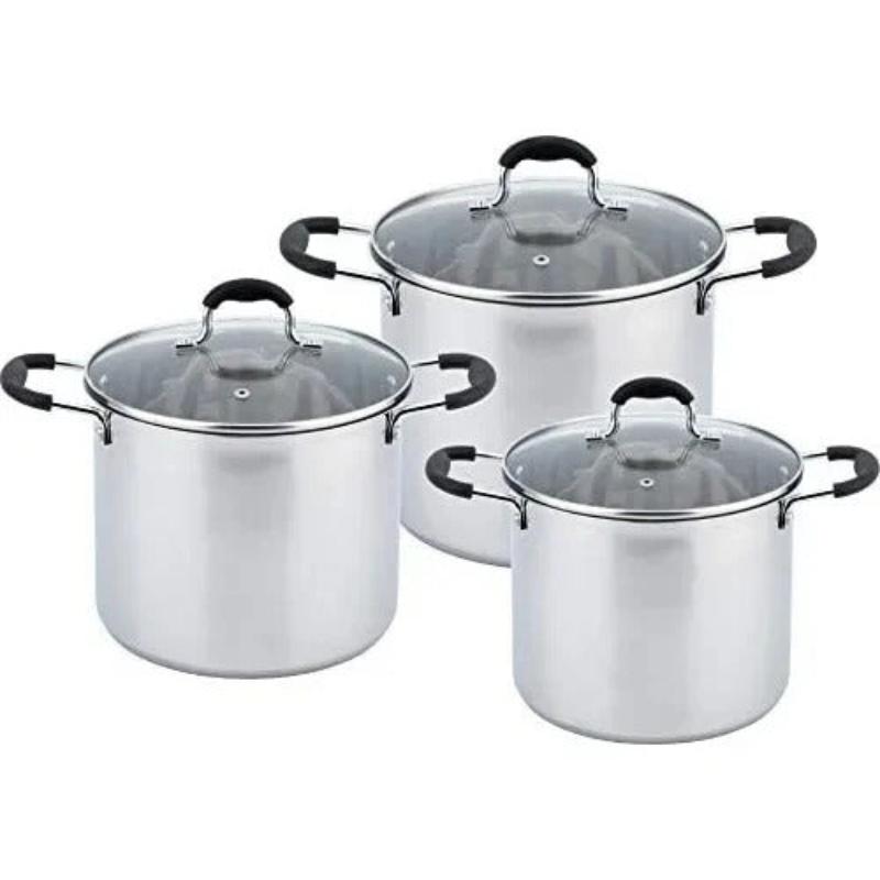 Rossner Stainless Steel Induction Cookware Set Casserole Stockpot 3 Pots With Lids