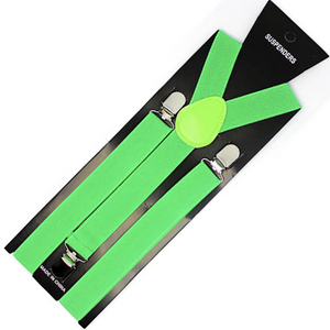 Mens Suspenders Braces Adjustable Strong Clip On Elastic Formal Wedding Slim Dark Green