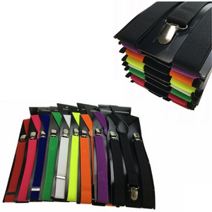 Mens Suspenders Braces Adjustable Strong Clip On Elastic Formal Wedding Slim Rainbow