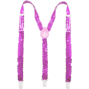 Mens Suspenders Braces Adjustable Strong Clip On Elastic Formal Wedding Slim Light Pink (Sequin)