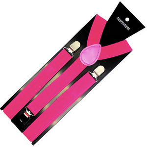 Mens Suspenders Braces Adjustable Strong Clip On Elastic Formal Wedding Slim Magenta