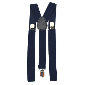 Mens Suspenders Braces Adjustable Strong Clip On Elastic Formal Wedding Slim Navy Blue