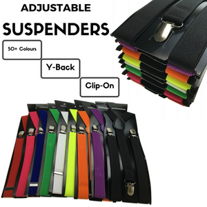 Mens Suspenders Braces Adjustable Strong Clip On Elastic Formal Wedding Slim Rainbow